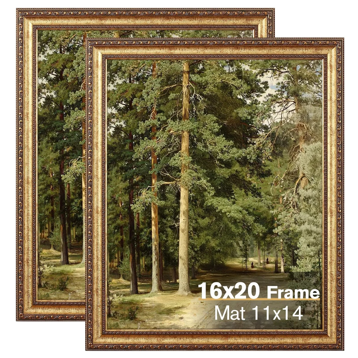 Black metal frame with mat for 11 by 14 inch photos