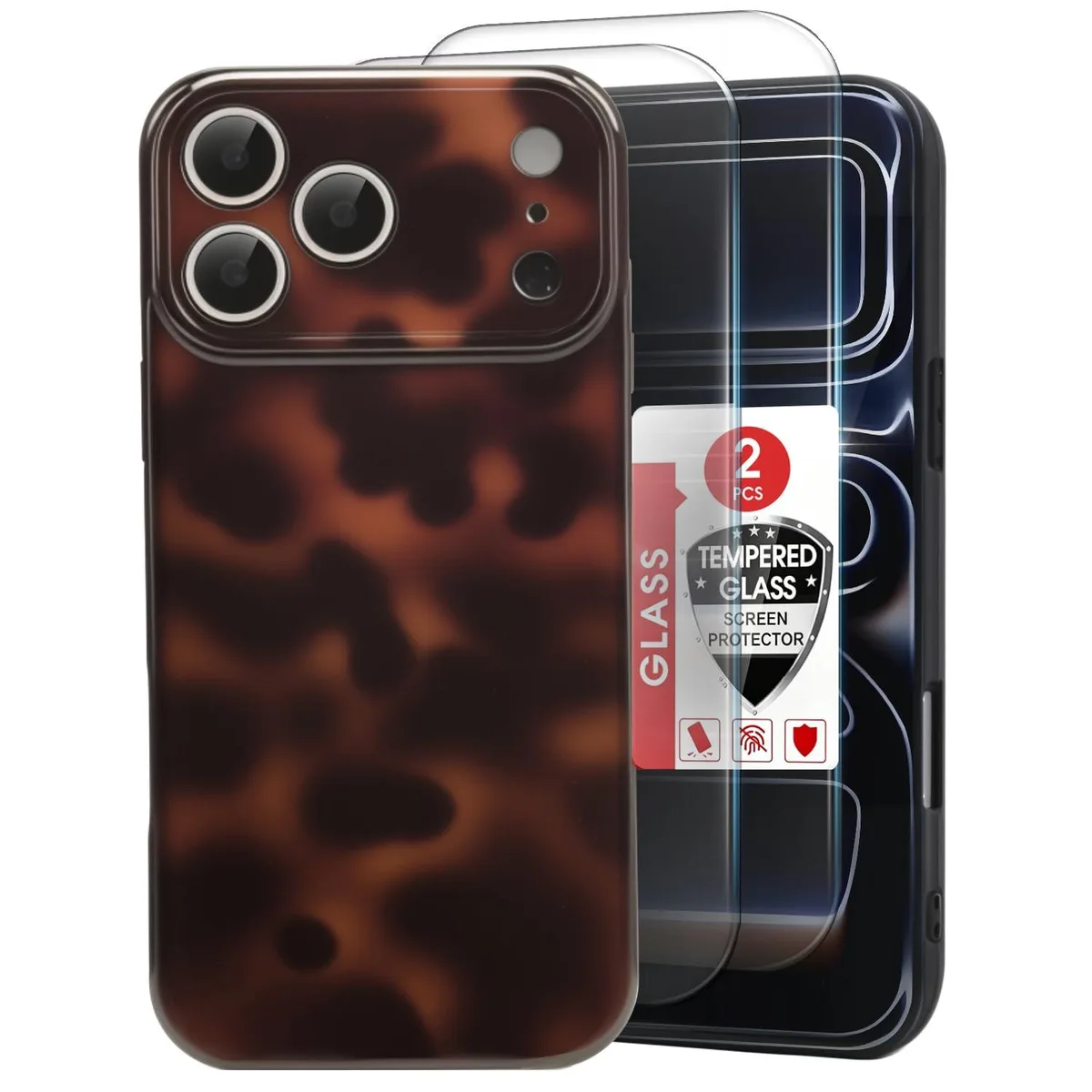 Slim tortoise-shell case in brown amber for iPhone 17 Pro