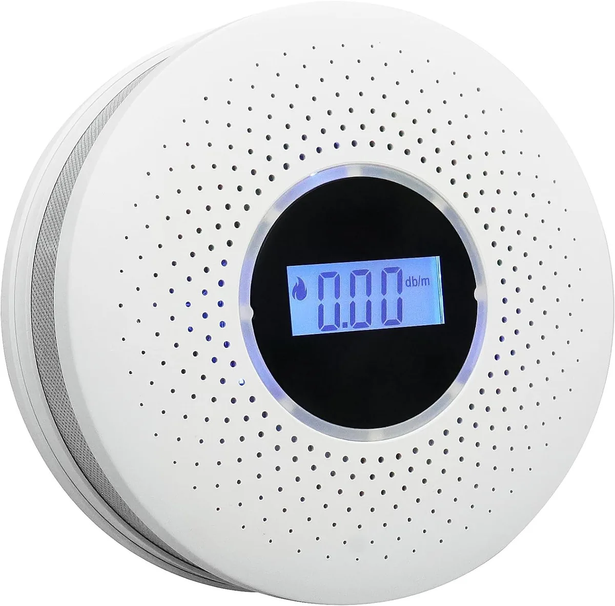 White rectangular 2-in-1 smoke and CO detector with LCD screen