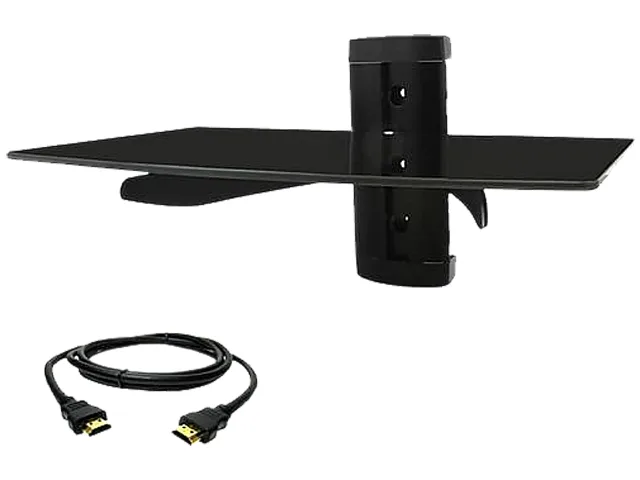 Megamounts Megamounts DVD311-HDMI-BNDL Midnight Black 30" - 39" Tempered Glass Shelf tv mount — product photo