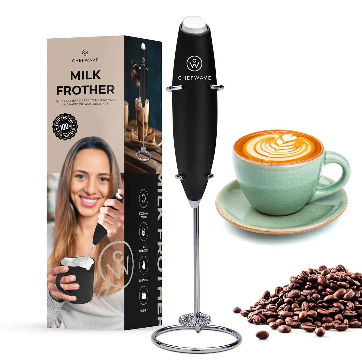 Brentwood ChefWave CW-MFS milk frother 3 speeds stand battery 14000 RPM — product photo