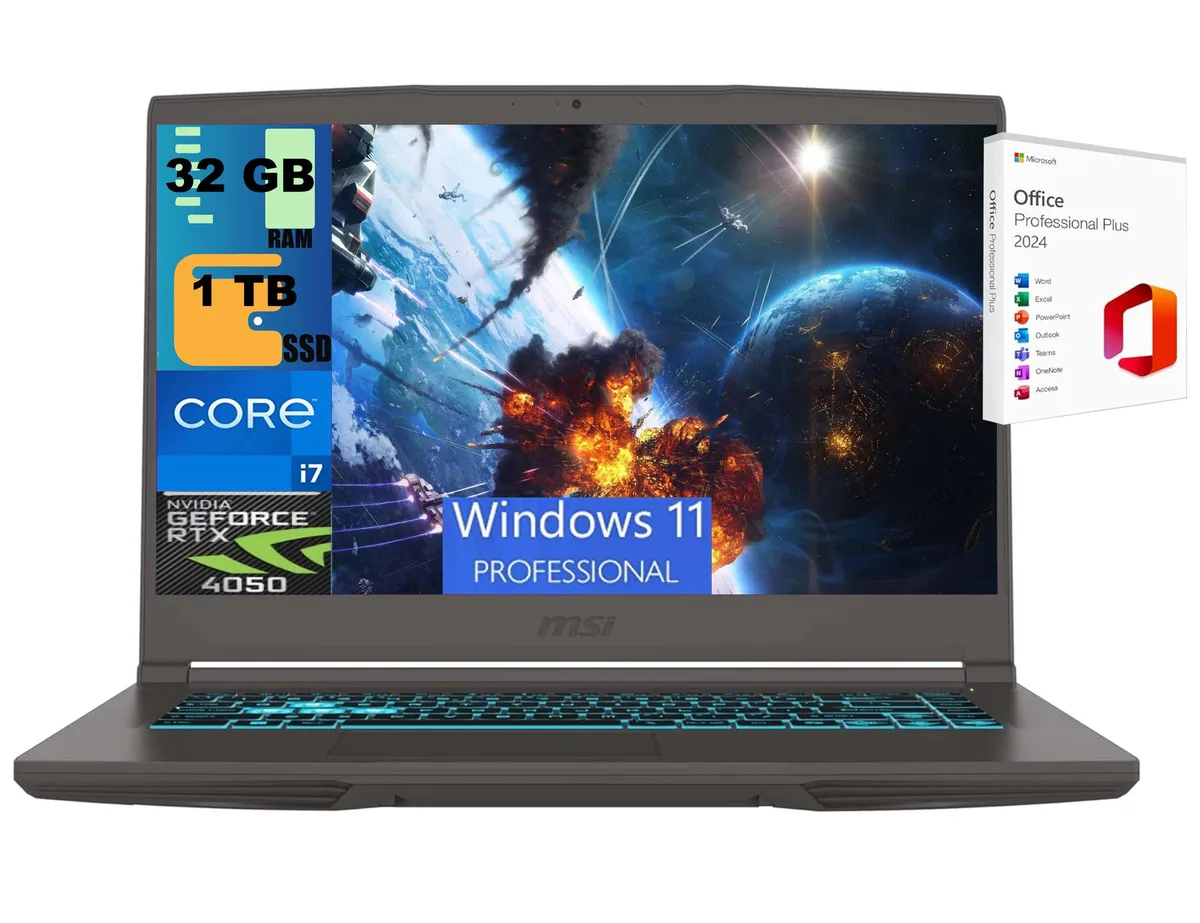 MSI MSI Thin 15 gaming laptop i7-13620H RTX 4050 32GB 1TB Gray — product photo