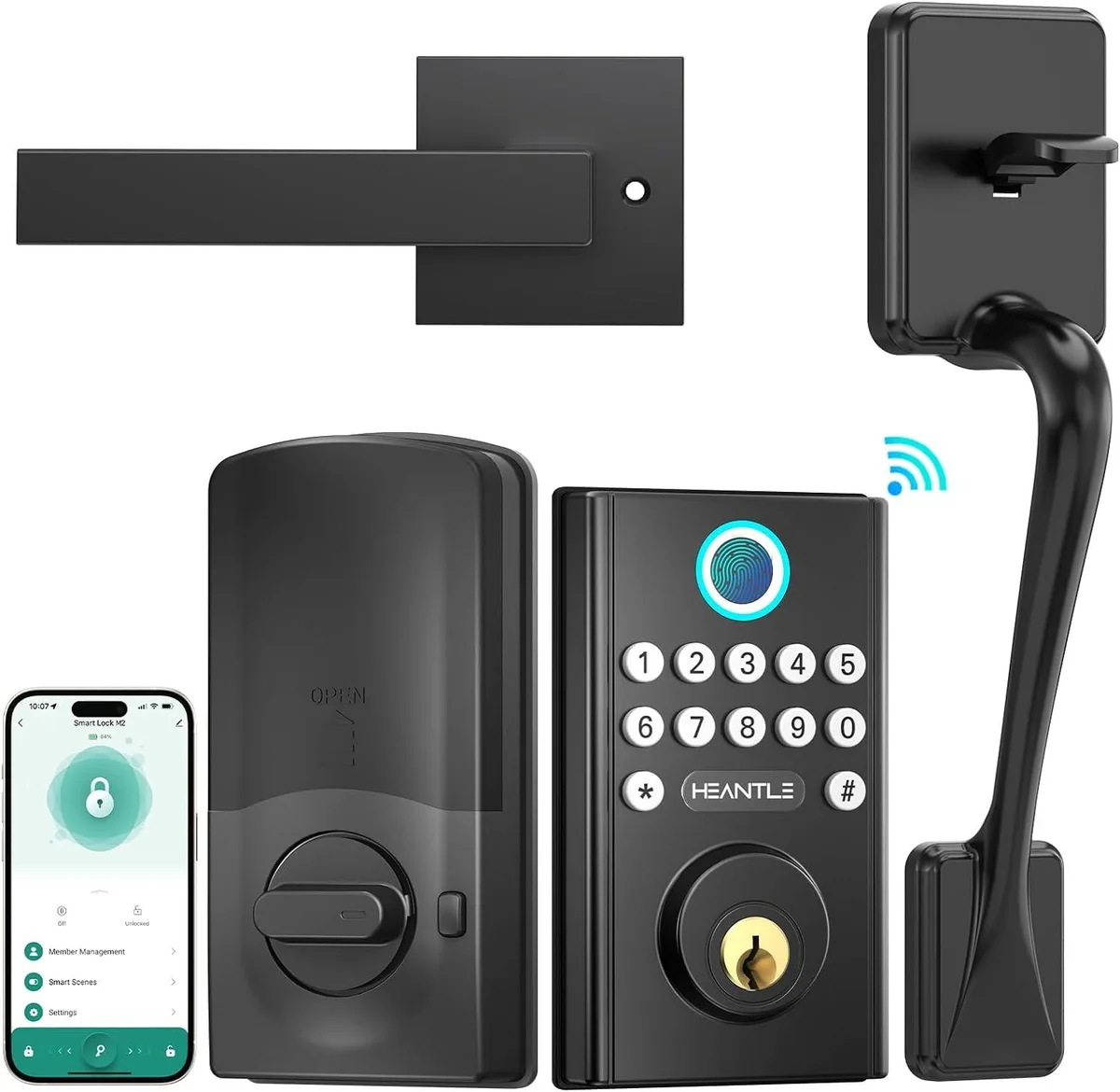 HEANTLE HEANTLE Smart Door Lock WiFi Fingerprint Keypad Black — product photo