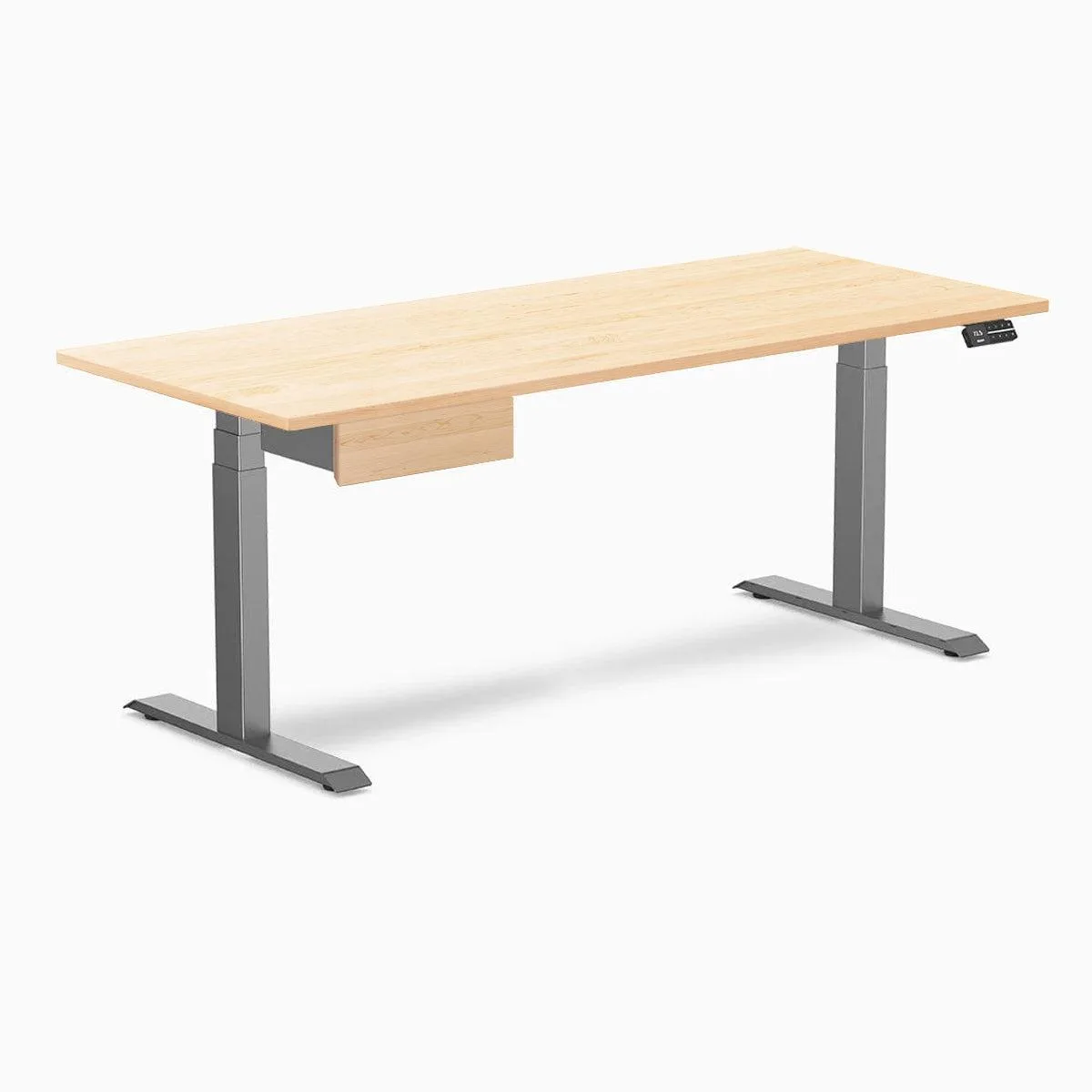 Desky Desky Dual Hardwood Standing Desk With Drawer Maple 72 x 30 in Space Gray — product photo