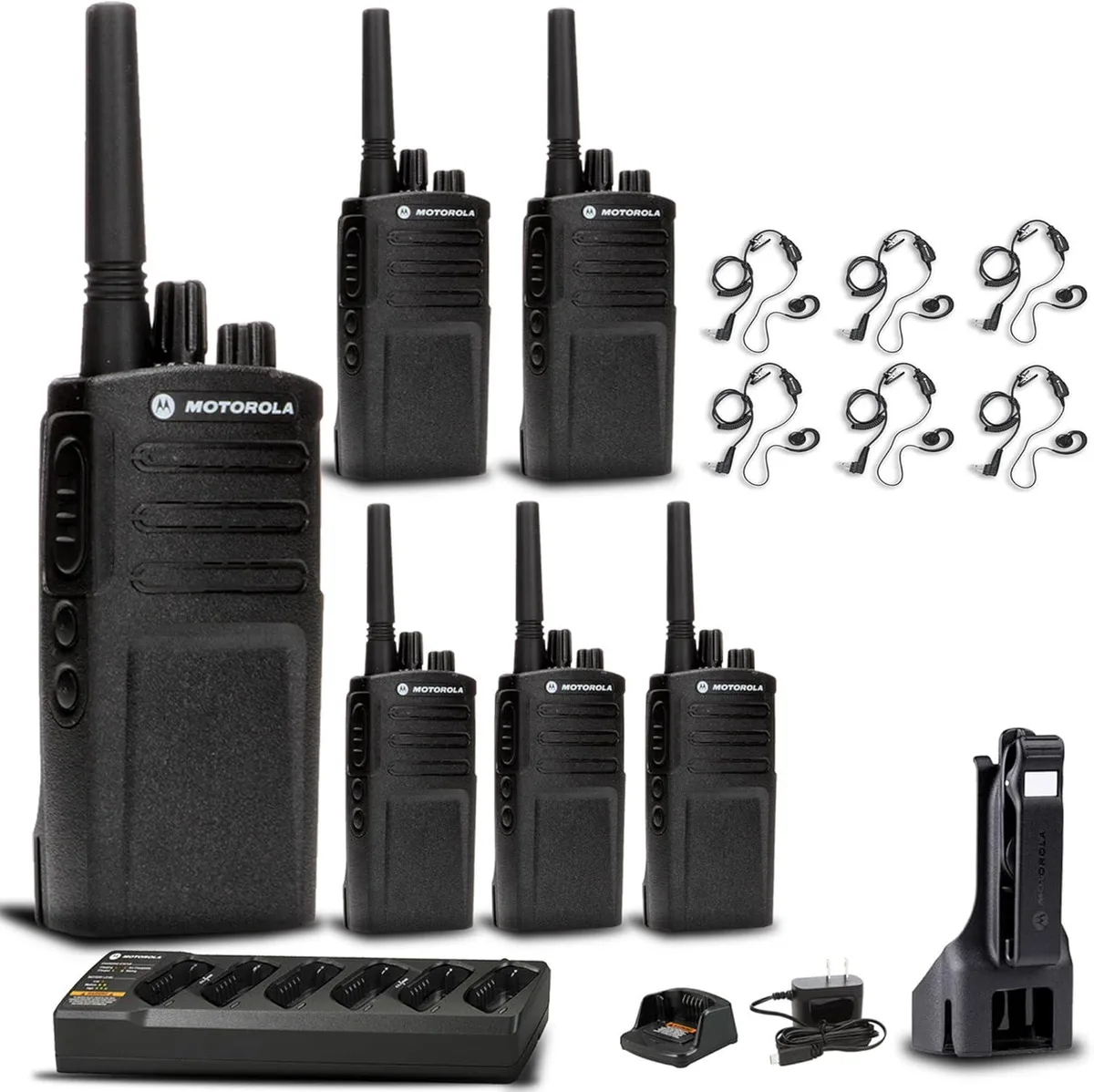 Motorola Motorola RMV2080 2-Way Radio 6-Pack with Multi-Unit Charger &amp; Earpieces — product photo