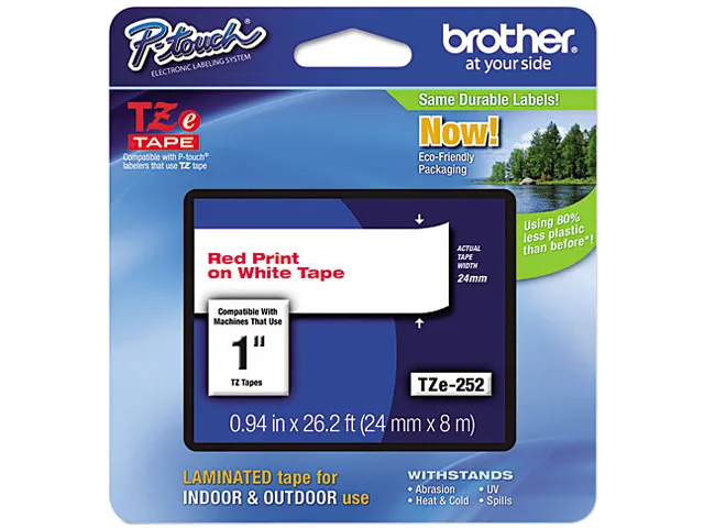 Brother Brother TZE252 24 mm x 8 m Red on White pos accessory — product photo