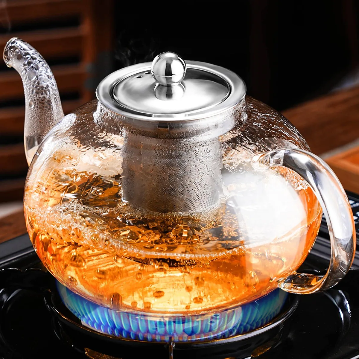 Meyer Glass Teapot 40 oz 1.2 L Stovetop Borosilicate with 18/8 Stainless Steel Infuser — product photo
