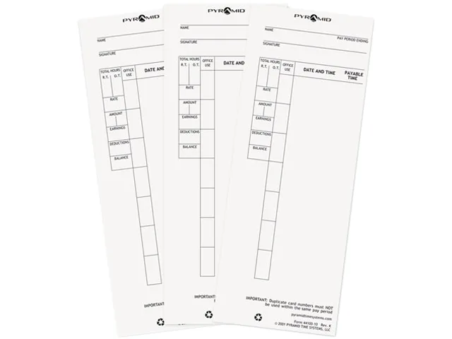 Pyramid Technologies Pyramid Technologies 4410010 Time Card for Model 4000, 100 pack — product photo