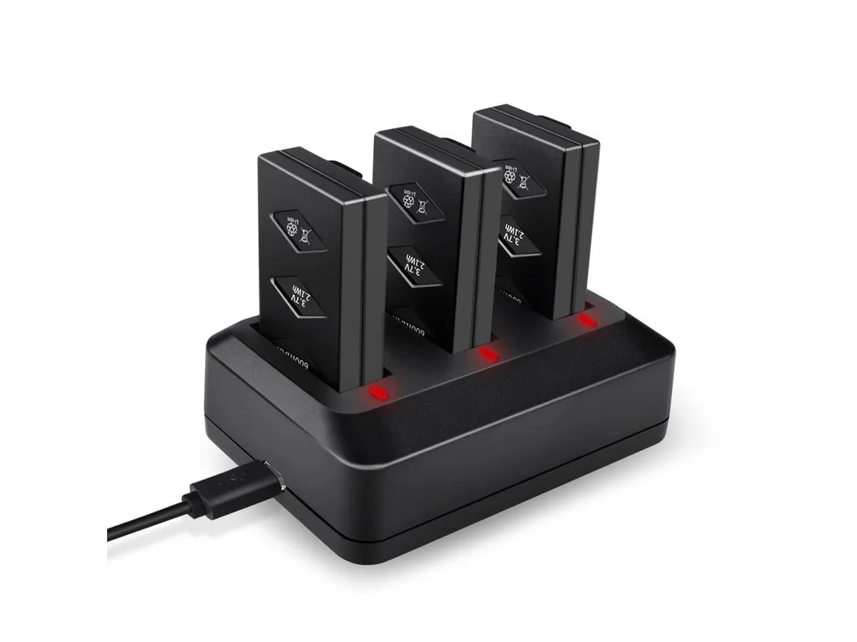 Werleo Werleo 3× 3.7 V 600 mAh Li‑Po battery pack with 3‑port charger — product photo