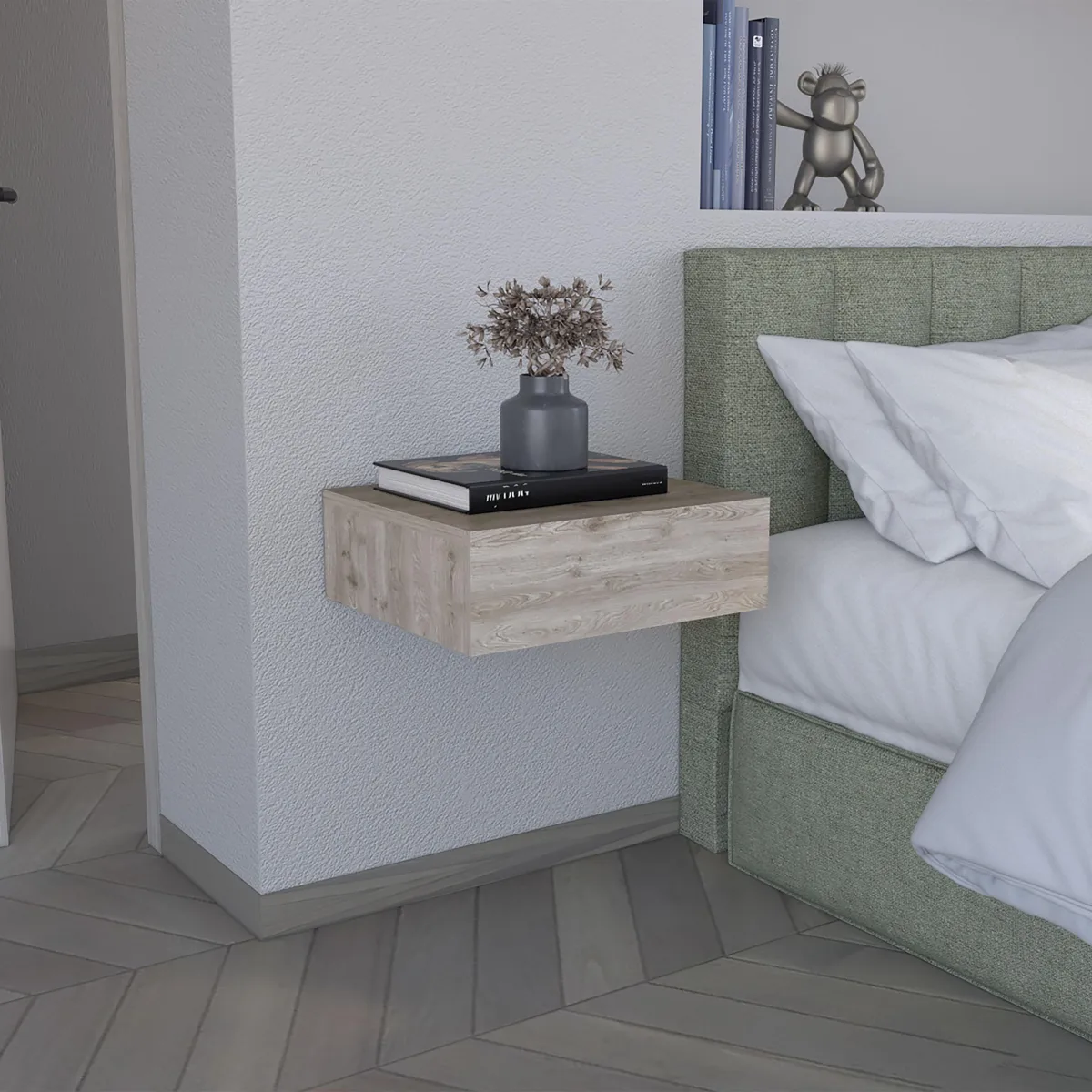 tuphen tuphen Floating Nightstand 5"H Light Gray Bedroom Set — product photo