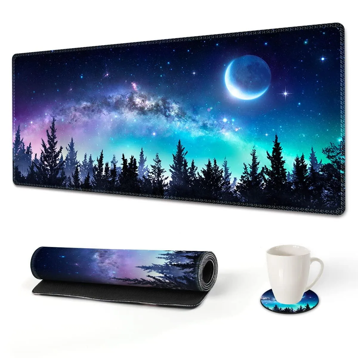 KEHIPI KEHIPI Extended Mouse Pad 35x15.7 inch Forest Moon Sky — product photo