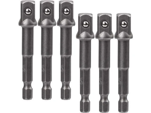 LORDWORLD LORDWORLD 6 Pack 10mm 3/8" Square Socket Adapter 6.3mm 1/4" Hex Shank — product photo