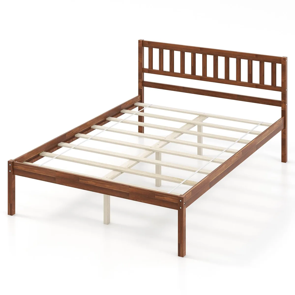SlickBlue SlickBlue Full Size Walnut Wood Bed Frame with Headboard 79.5" x 42" x 35.5 — product photo