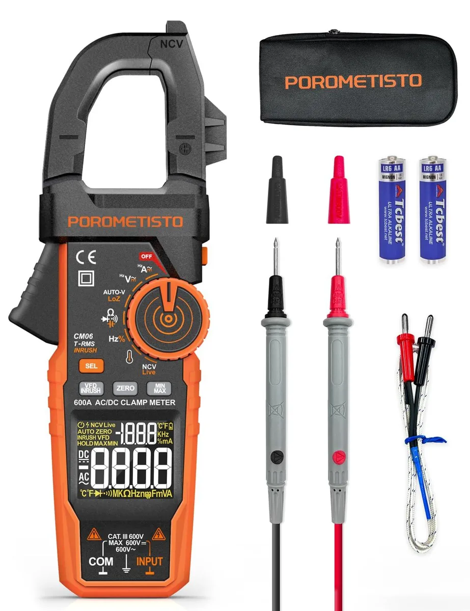  POROMETISTO CM06 Clamp Multimeter 6000 Counts 600A — product photo