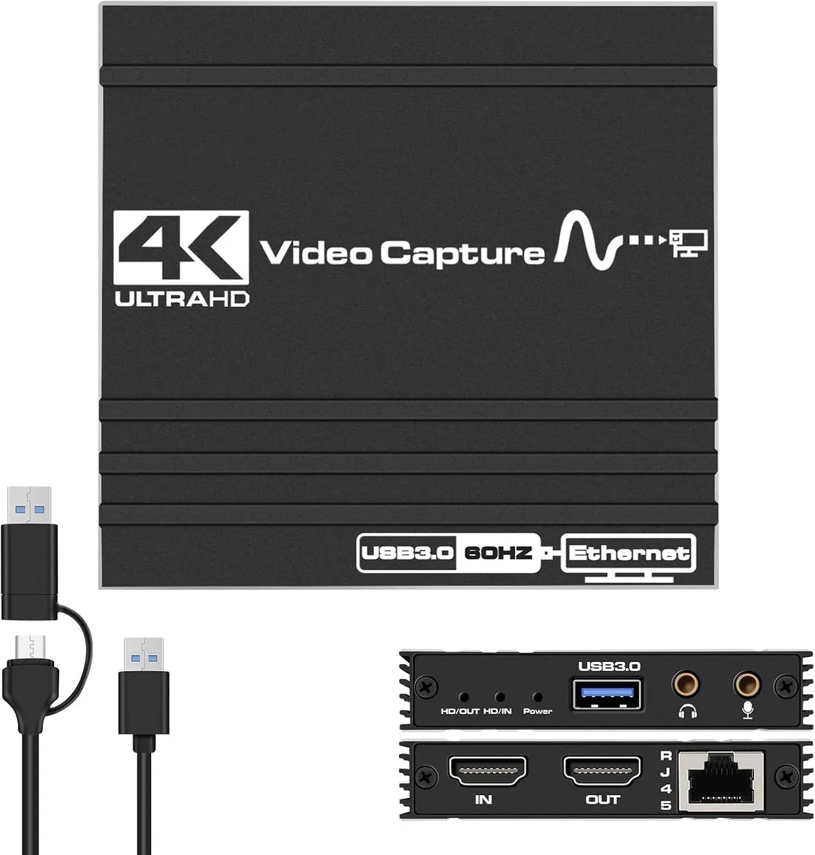 LUOM LUOM OZC9 Video Capturing Device 4K 60Hz USB 3.0/USB-C HDMI Loop-Out RJ45 3.5mm Audio — product photo