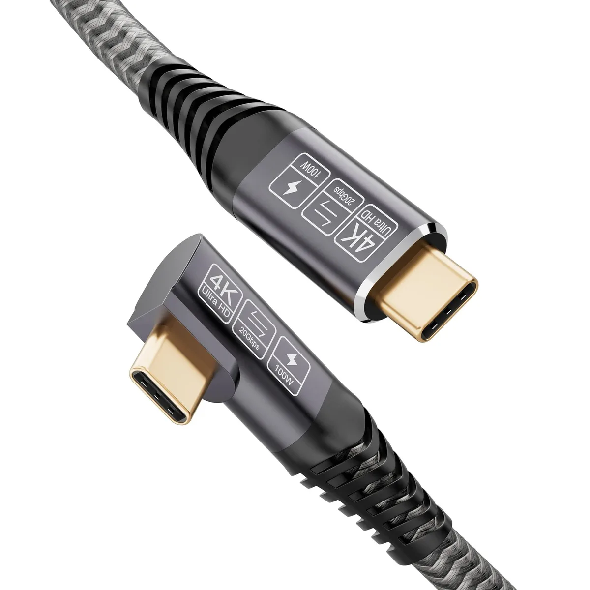 Vszerda Vszerda Right Angle USB C 3.2 Cable 20Gbps 100W PD 4K 60Hz 1m — product photo