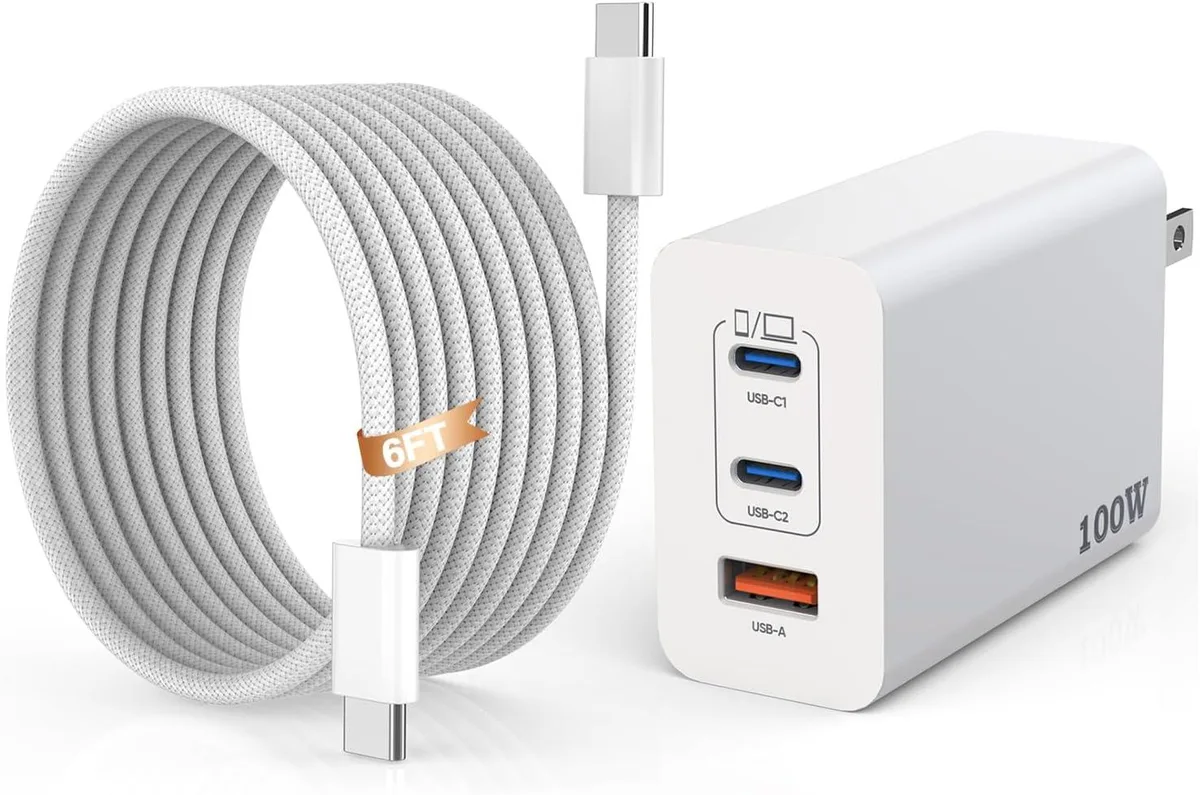 Kenuco Kenuco 100W 3-Port USB-C Charger with 6ft Cable — product photo
