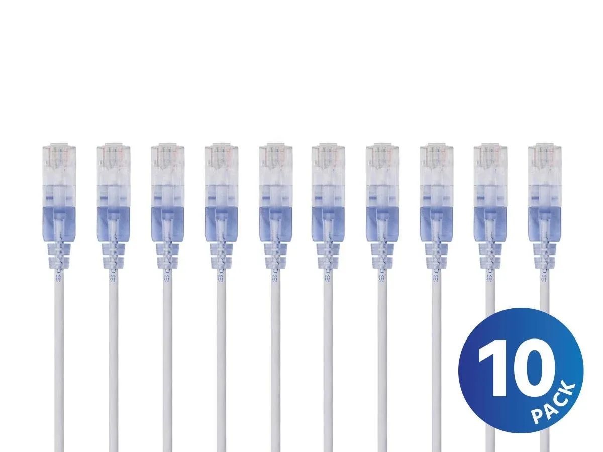 Monoprice Inc. Monoprice 133269 Cat6A Ethernet Network Patch Cable 25 ft White 10-Pack — product photo