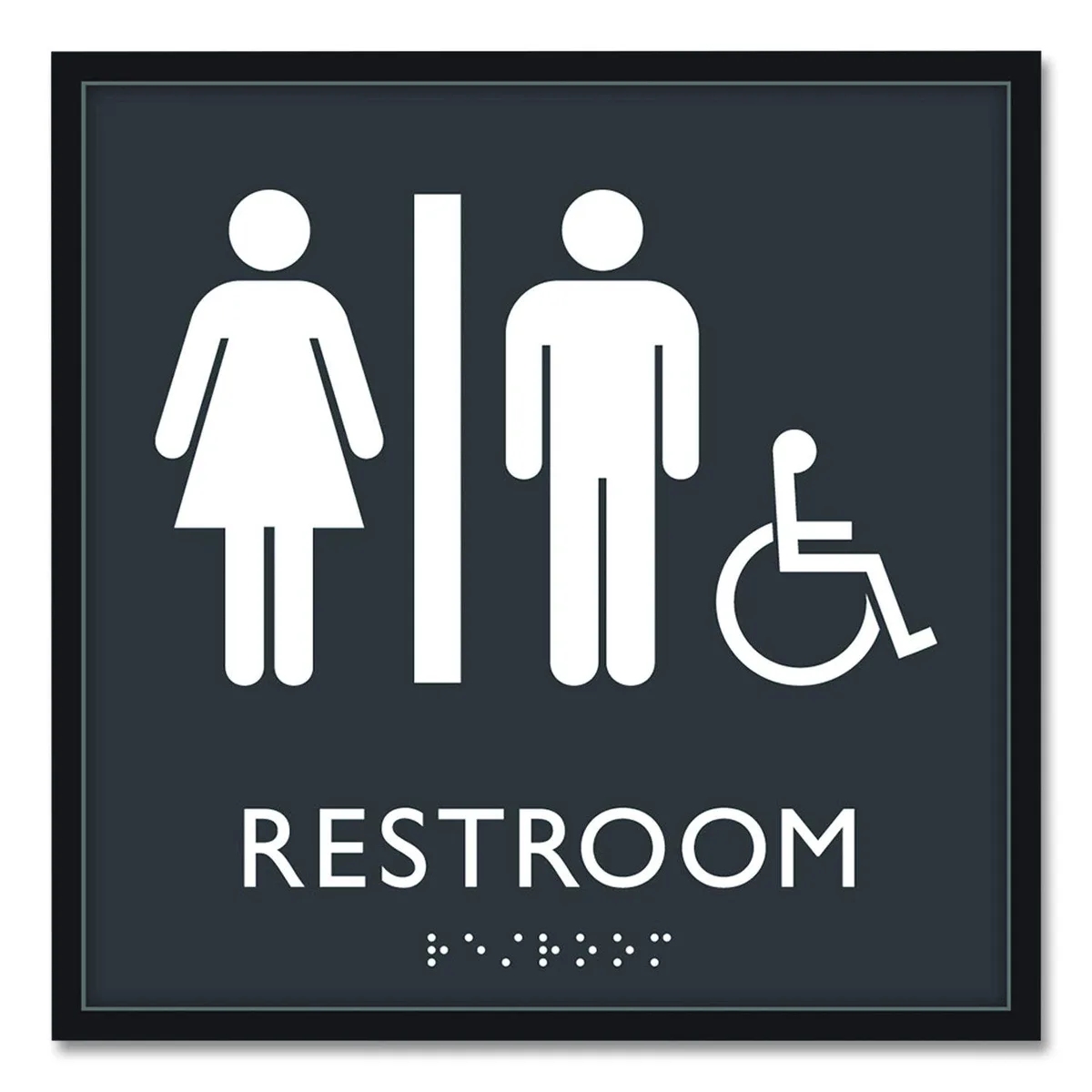 U. S. Stamp & Sign U. S. Stamp & Sign Unisex Accessible Restroom Sign Plastic 8 x 8 Clear White 66911 — toote foto