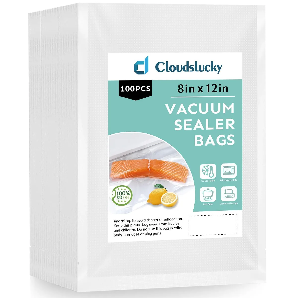  FoodSaver Cloudslucky Vacuum Sealer Bags 8"x12" 100 Pcs — product photo