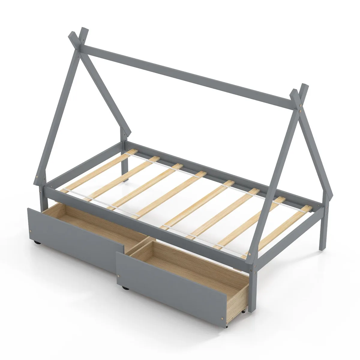 SlickBlue SlickBlue Twin House Platform Bed with 2 Drawers Gray — product photo