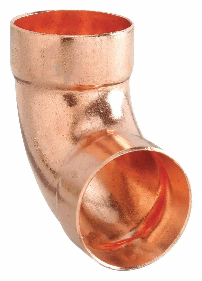 Copper 90-degree drop elbow with sweat cup ends
