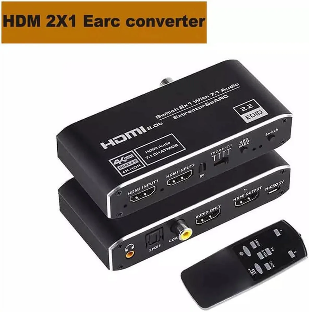 Vszerda Vszerda 2x1 HDMI 2.0 Audio Extractor Switch 4K@60Hz ARC 7.1CH — product photo