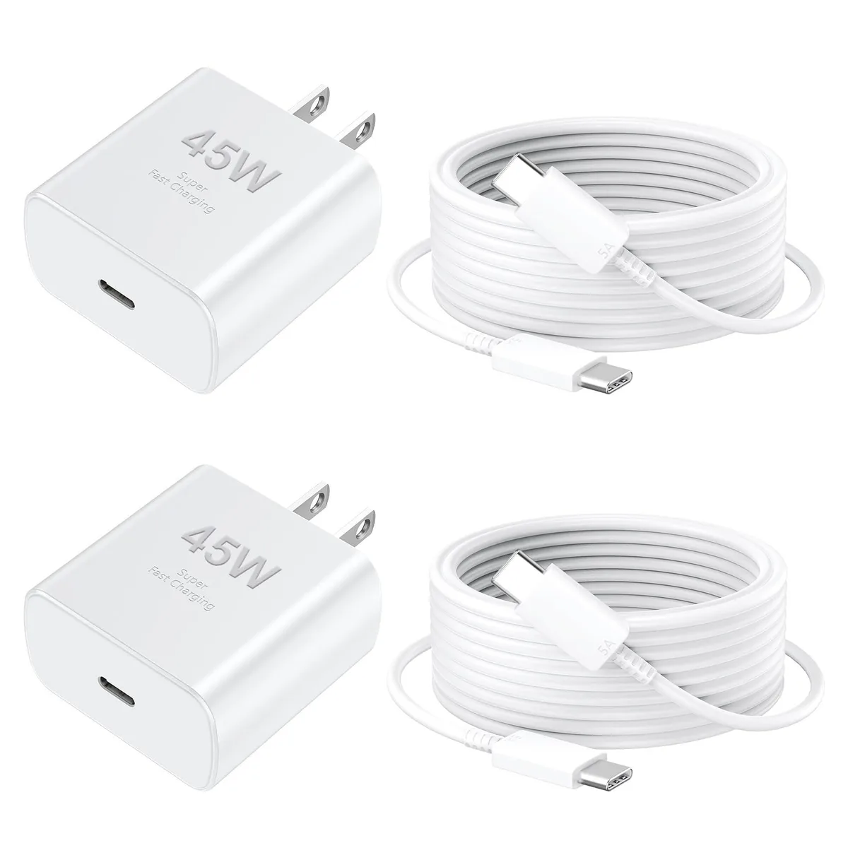 KEHIPI KEHIPI 45W USB charger 2-pack with 6.6ft cables — product photo
