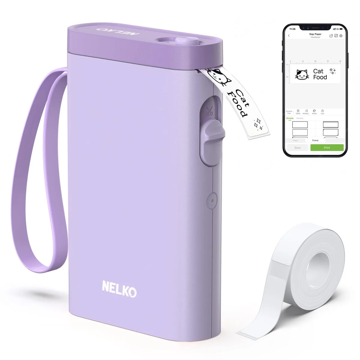 Nelko P21 Purple Bluetooth Label Printer 14x40mm 203 DPI — product photo