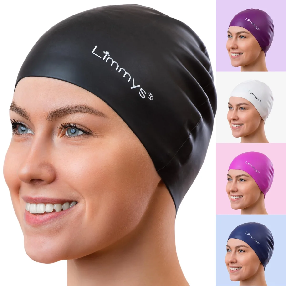  Limmys Silicone Swim Cap Adults Black One Size — product photo