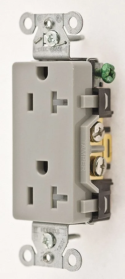 Hubbell Incorporated Hubbell Incorporated 20A 125V AC Duplex Receptacle Gray — product photo