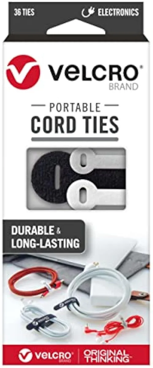 Assorted reusable cable ties in three sizes and colours, 36 pieces
