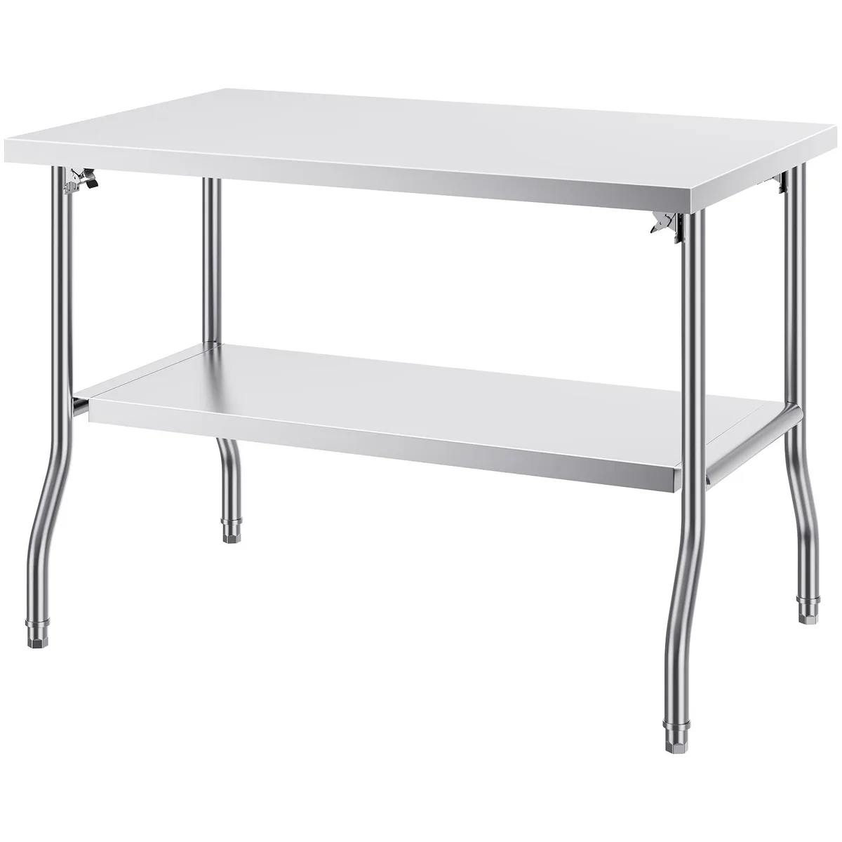 VEVOR VEVOR ZDGZT122*76XP 48 x 30 Inch Stainless Steel Folding Prep Table with Undershelf — product photo