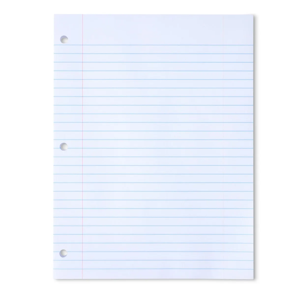 A stack of 150 white wide ruled loose leaf sheets 10.5 by 8 inches