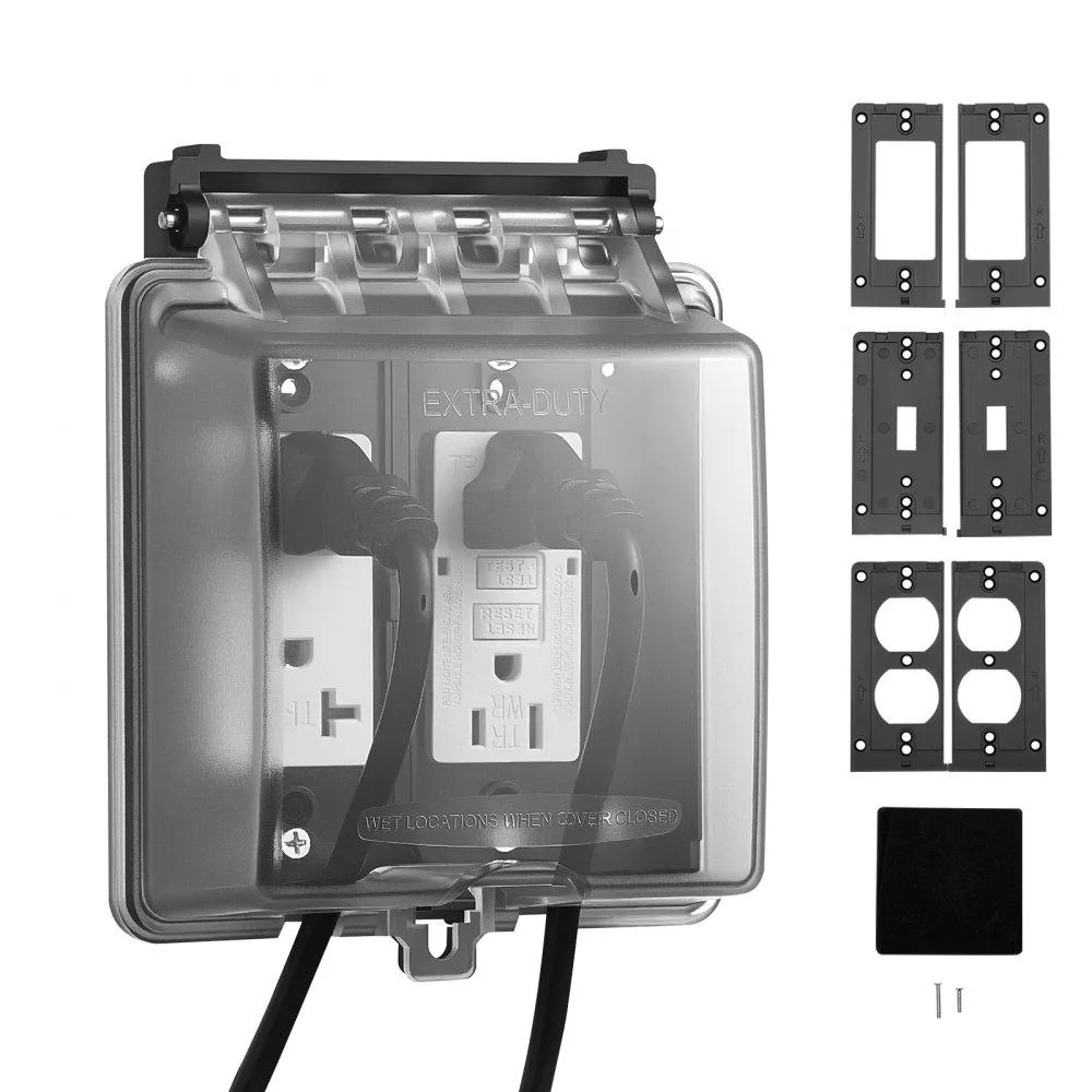 VEVOR VEVOR IUC2V 2-Gang Weatherproof Outlet Cover, Lockable, PC, 12-in-1 — product photo