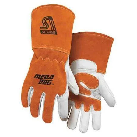 STEINER STEINER 0215-2X MIG Welding Gloves Goatskin Cowhide 14in Orange 2XL Pair — product photo