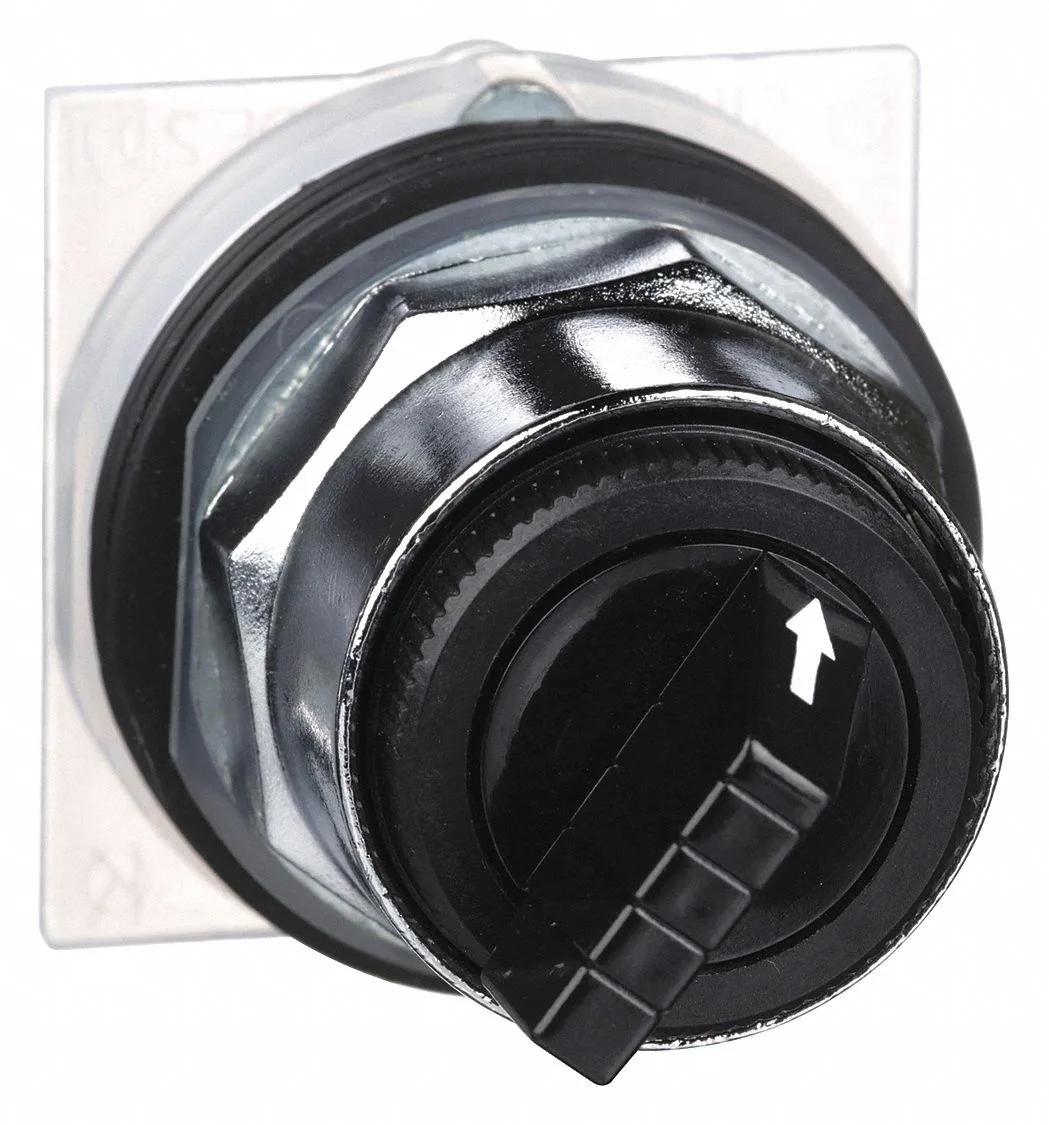 Black 30 mm two-position selector switch with short handle