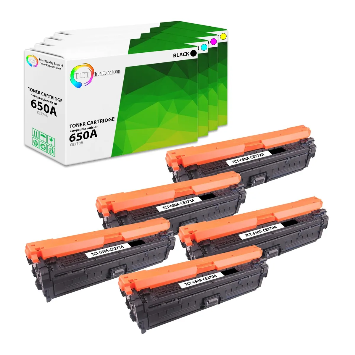 True Color Toner True Color Toner 650A 5 Pack toner cartridge CE270A CE271A CE272A CE273A — product photo