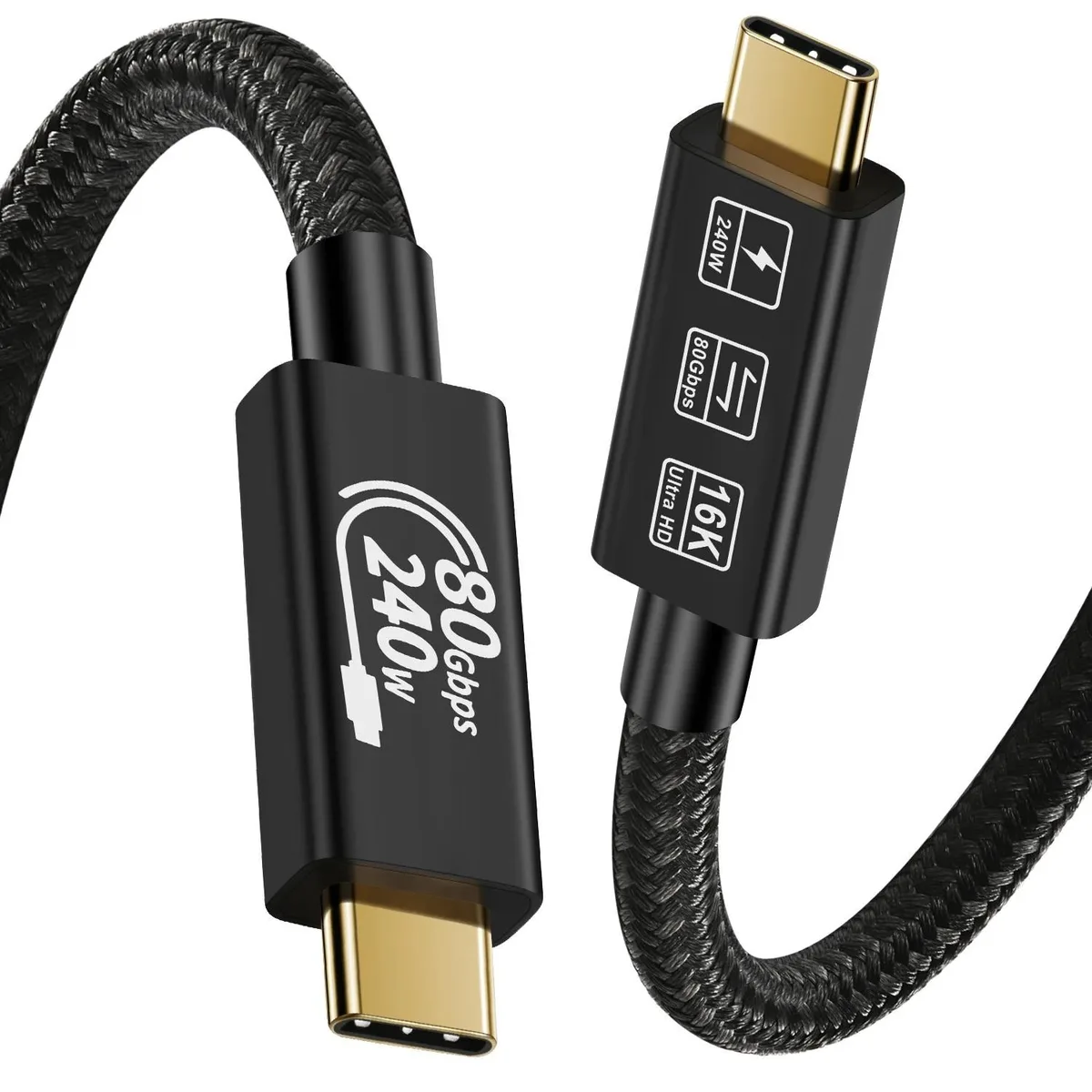 Black USB-C to USB-C cable 1.6ft