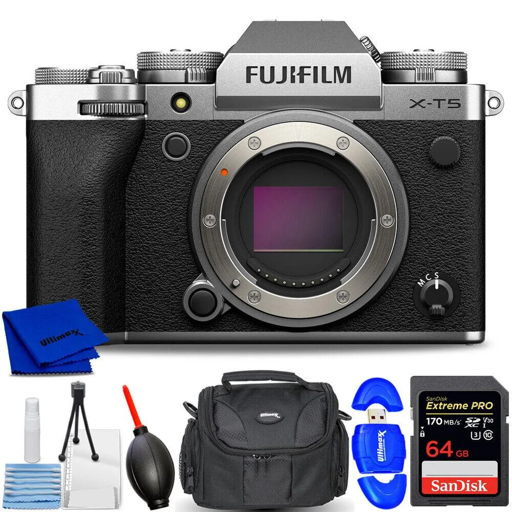 FUJIFILM FUJIFILM X-T5 Mirrorless Camera Silver 7PC Accessory Bundle — product photo