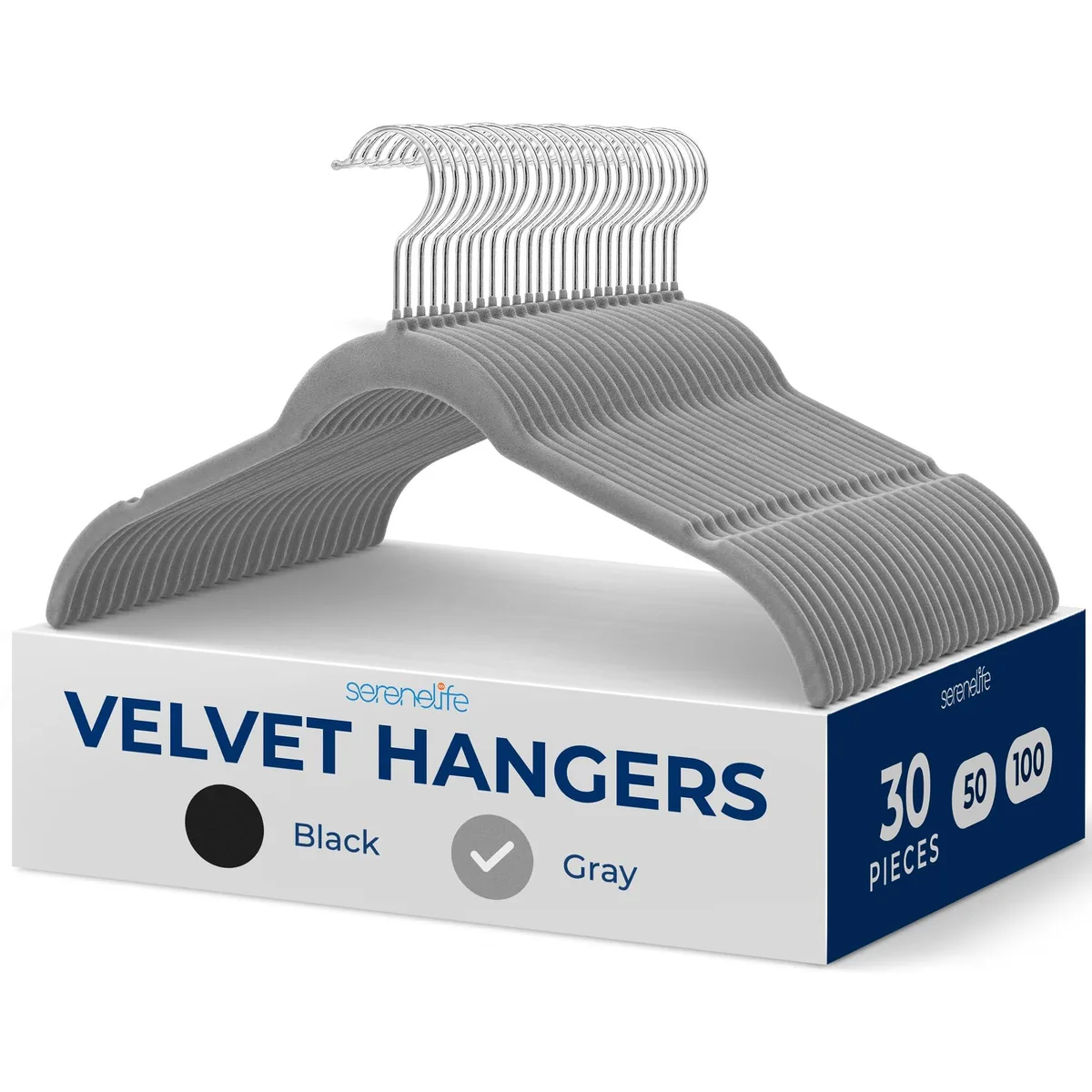 Pyle Pyle 30-piece velvet hangers grey marine electronic — product photo