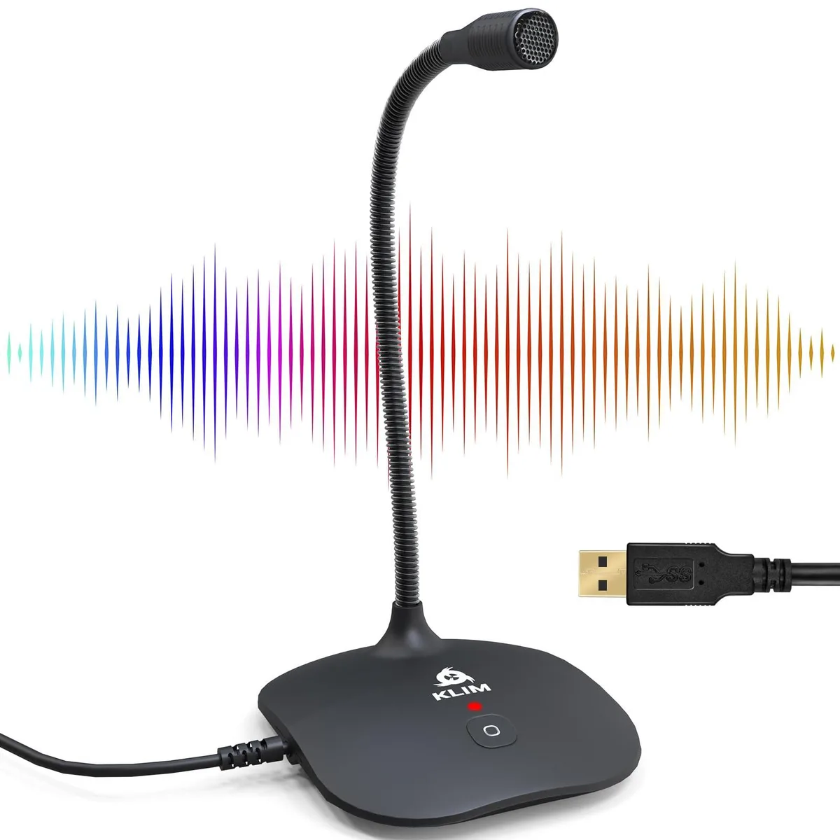 Black KLIM Talk USB desktop microphone with flexible neck and weighted base
