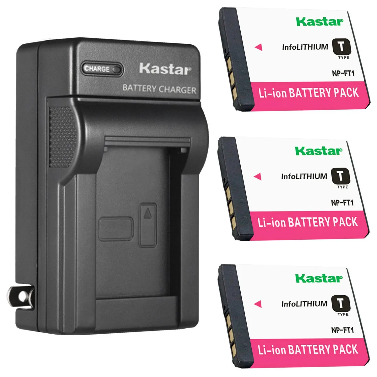 Kastar Kastar NP-FT1 3-Pack Battery &amp; AC Wall Charger — product photo