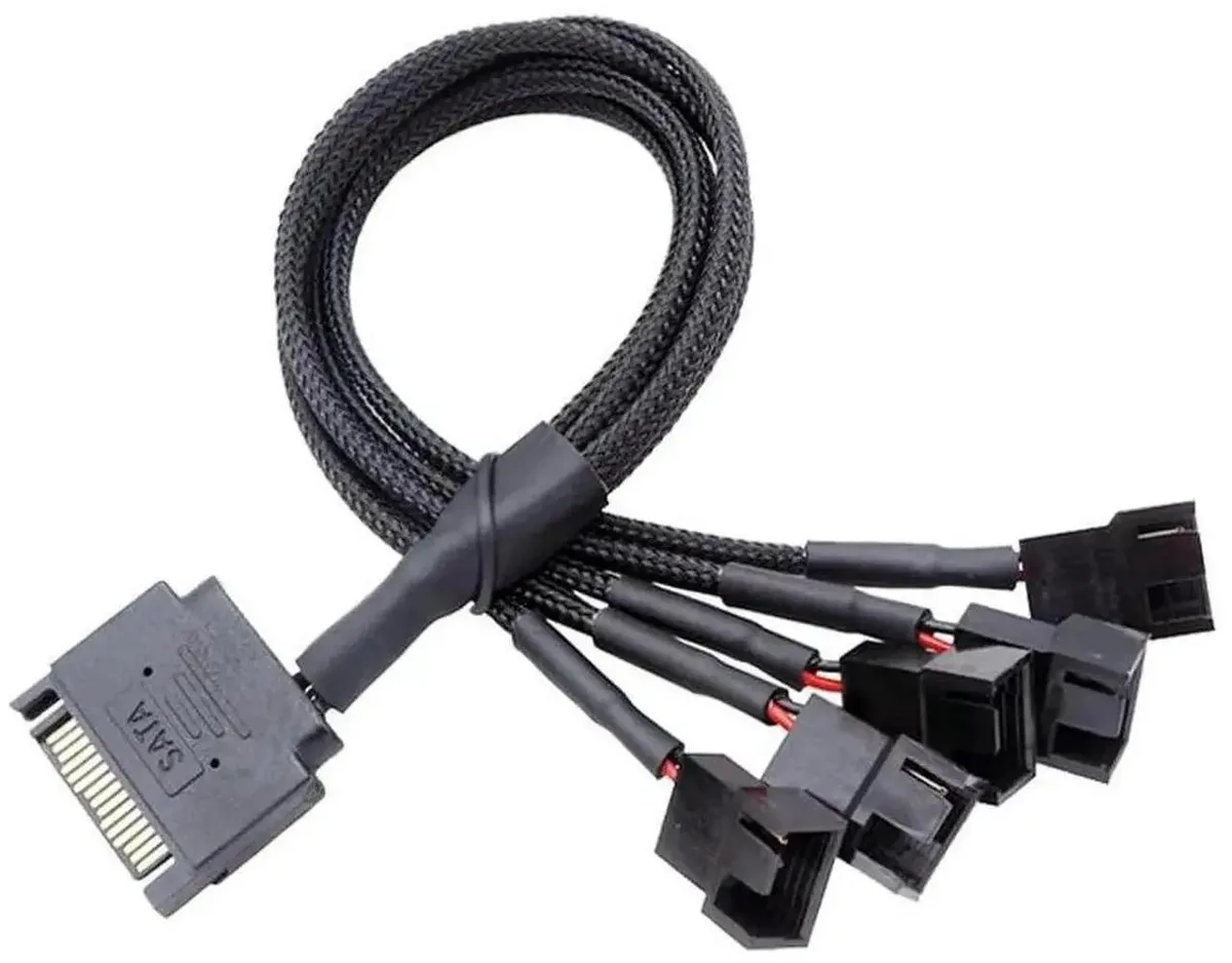 SMUGDESK SMUGDESK 15-pin SATA to 3/4-pin 1-to-5 fan power splitter cord 10.6 inch 27cm — product photo