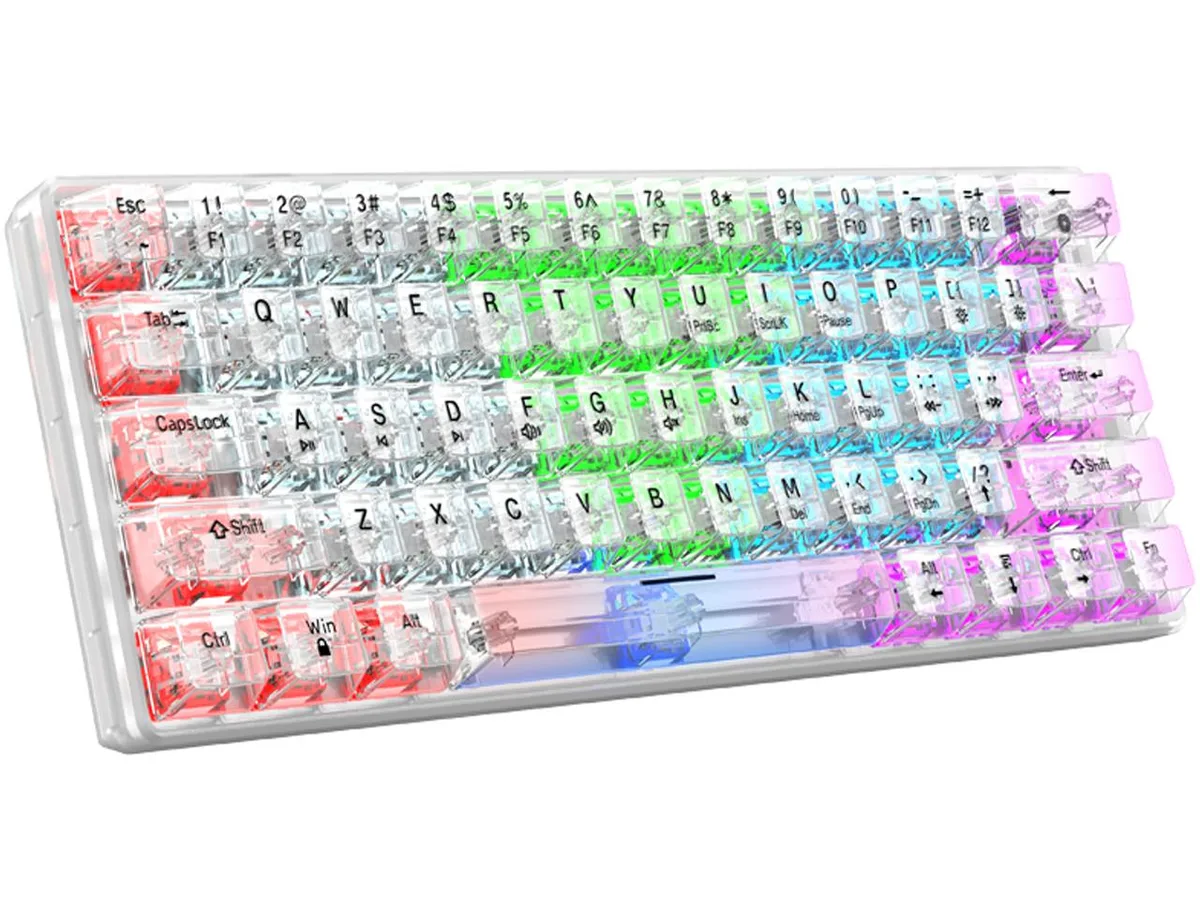 TROPRO TROPRO 60% 61-Key Hot-Swappable Transparent Wired Gaming Keyboard White — product photo