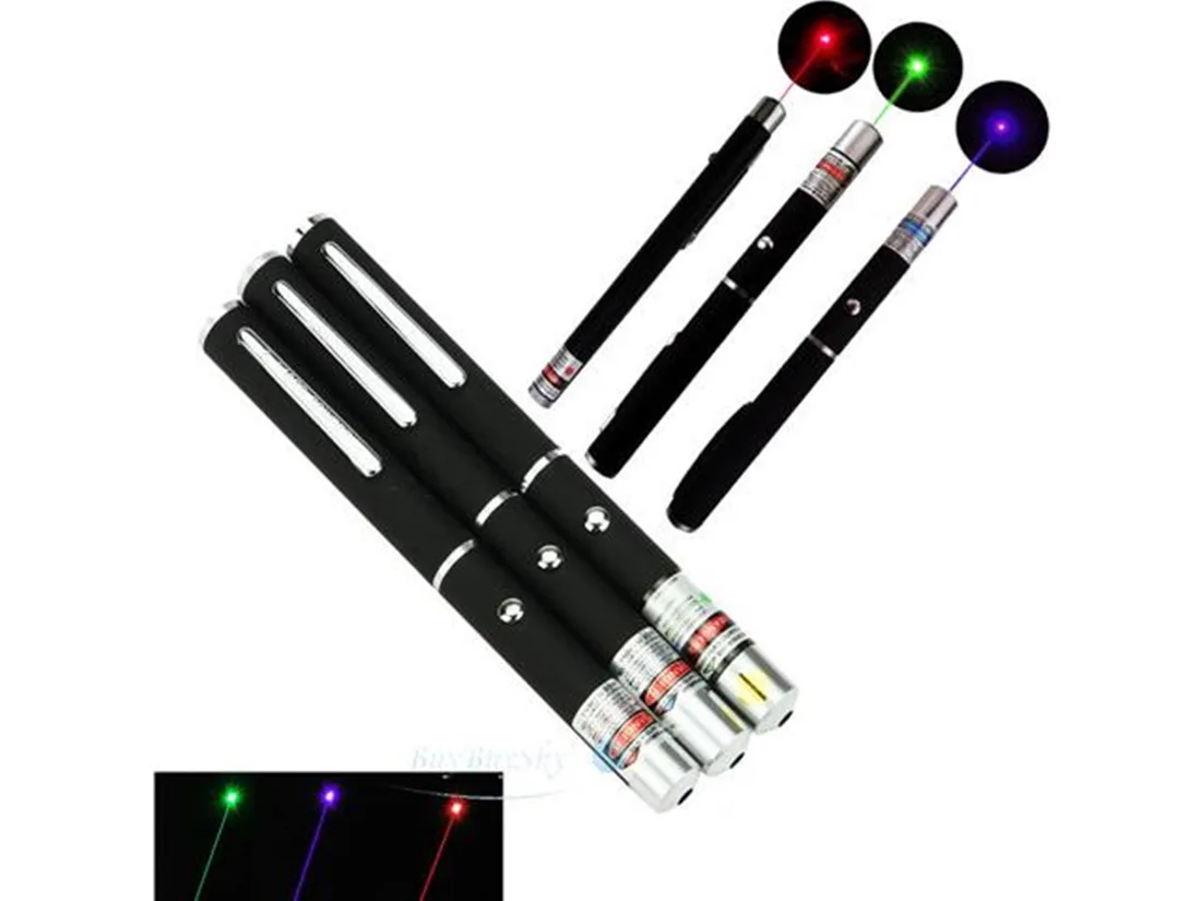 Corn Electronics Corn Electronics 3x 5mW Laser Pointer Set (Green 532nm, Blue Violet 405nm, Red 650nm) — product photo
