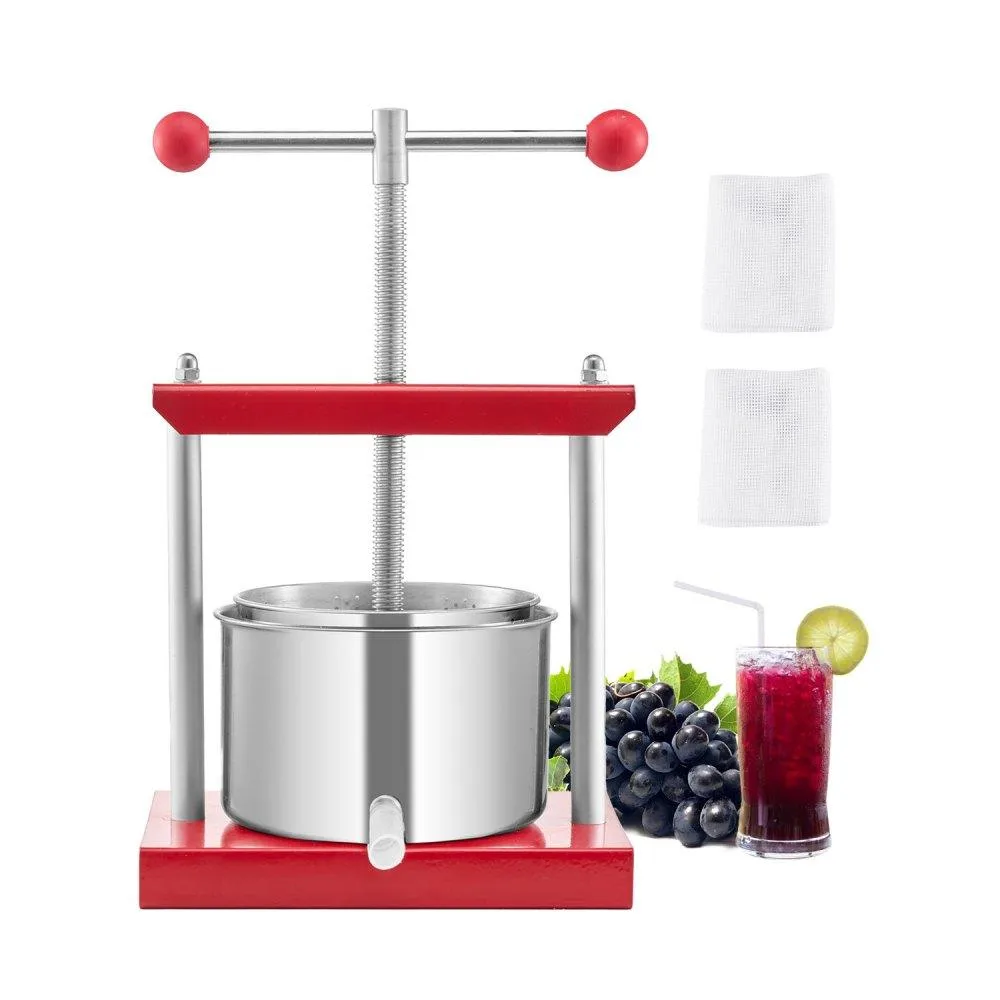 VEVOR VEVOR 0.8 Gal 3L Fruit Wine Press 2 Stainless Steel Barrels T-Handle — product photo