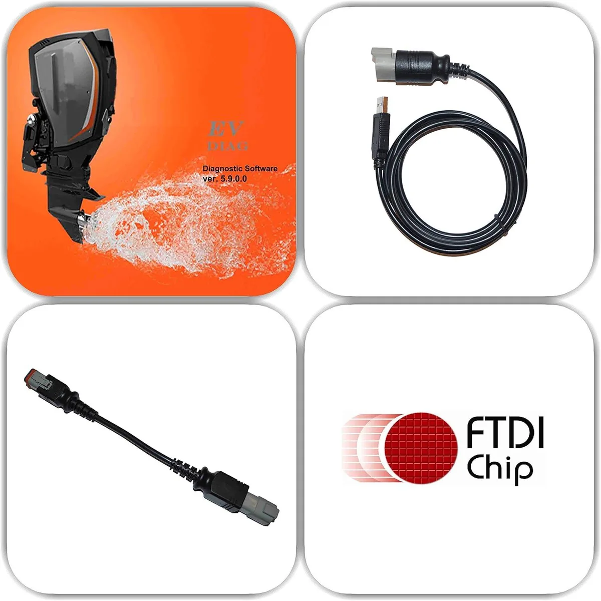 USB diagnostic scanner kit with cable for Evinrude E-TEC outboard engines