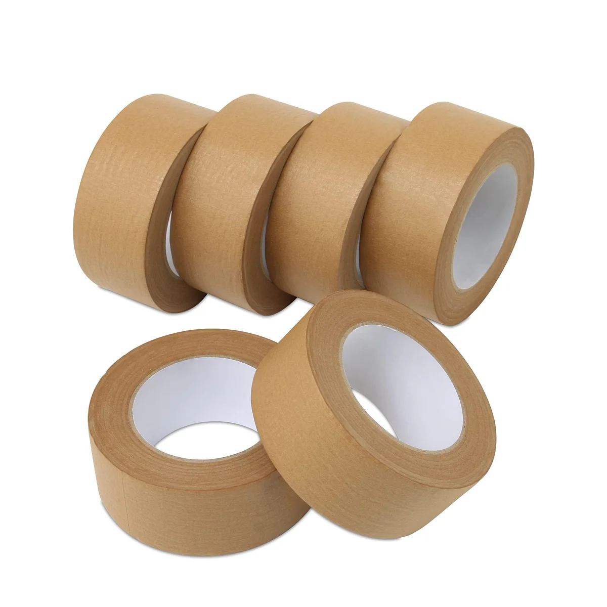 Lichamp PTS-B206BN Kraft Paper Tape 2 inch 55 Yard 7 mil 6 Rolls — product photo