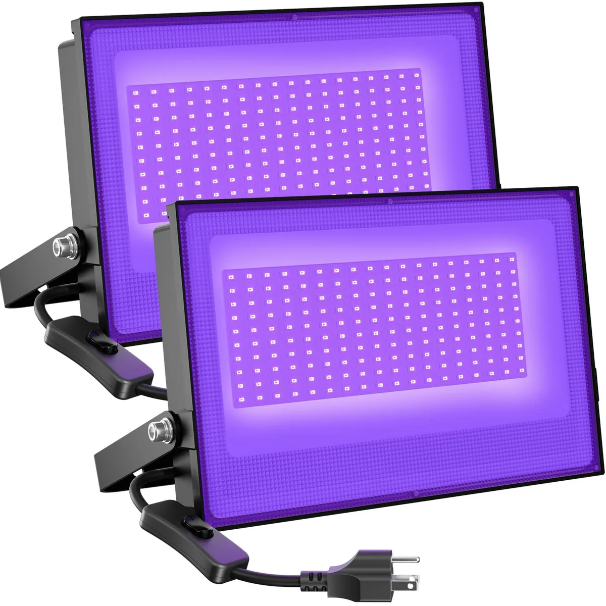 KEHIPI KEHIPI 2 Pack 100W LED Black Lights, IP66 Waterproof Flood Light with Plug — product photo